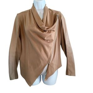 Blank NYC Asymmetrical Leather Jacket in Camel Tan